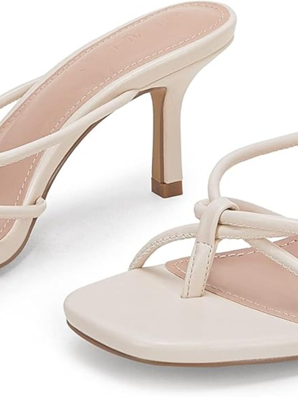 Women’s Square Open Toe Flip Flops Stiletto Heels Strappy Thong Slide on Slingba